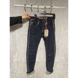NWT Smugglers Moon Jeans Men 34X34 Selvedge Key‎ Chain Skull Streetwear Grunge
